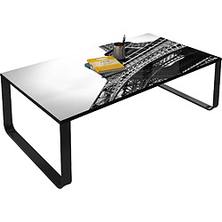 Vivenla Table basse vintage - L105 x D55 x H32 cm - Gris