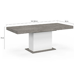 Idmarket MARKET Table extensible Eden - Béton/Blanc pas cher