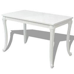 VIDAXL Table à manger haute brillance - Blanc