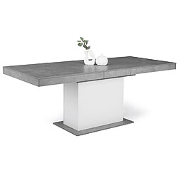 Idmarket MARKET Table extensible Eden - Béton/Blanc