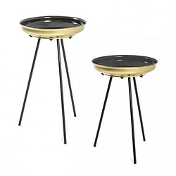 Pegane Lot de 2 tables d'appoint - Noir et or