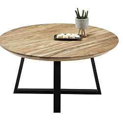 Acheter Pegane Table basse ronde acacia - naturel et noir