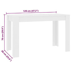 vidaXL Table à manger Blanc 120x60x76 cm Bois d'ingénierie pas cher