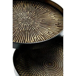 Pegane Lot de 2 tables d'appoint rondes - Noir/cuivre