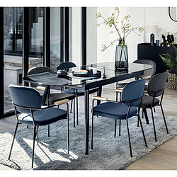 Pegane Table à manger extensible en verre - Noir