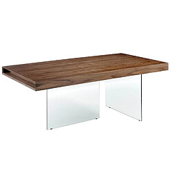 Angel Cerda Table à manger rectangulaire noyer et verre trempé