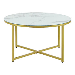 Avis helloshop26 Table basse ronde 45x80 cm - Marbre Blanc/Doré