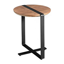 Angel Cerda Table d'angle ronde en noyer et acier noir