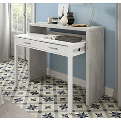 Alter Bureau console extensible - Béton/Blanc