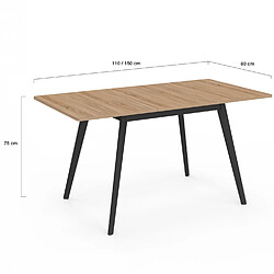 Idmarket MARKET Table INGA 120-160 Bois/Noir pas cher