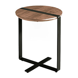 Angel Cerda Table d'angle ronde en noyer et acier noir