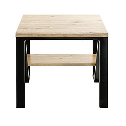 Pegane Table d'appoint carrée - Chêne clair et noir