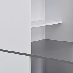 Helloshop26 Table haute mange-debout avec armoire - Blanc et gris