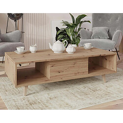 Bestmobilier Diego - table basse - effet bois - 2 niches - 120 cm