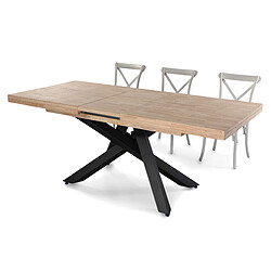 Pegane Table à manger extensible - Chêne/noir pas cher