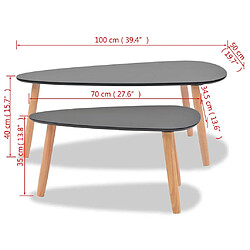 VidaXL Ensemble tables basses - 2 pcs noir pas cher
