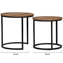 Acheter Idmarket Market Tables basses gigognes HAWKINS rondes bois foncé