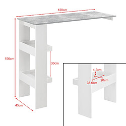 Helloshop26 Table de bar mural - Blanc et gris 120 cm