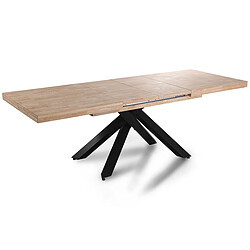 Avis Pegane Table à manger extensible - Chêne/noir