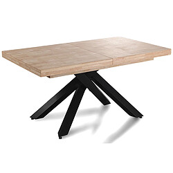 Pegane Table à manger extensible - Chêne/noir