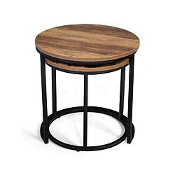 Avis Idmarket Market Tables basses gigognes HAWKINS rondes bois foncé