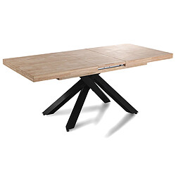 Pegane Table à manger extensible - Chêne/noir