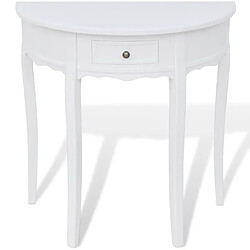 vidaXL Table console avec tiroir Demi-ronde Blanc