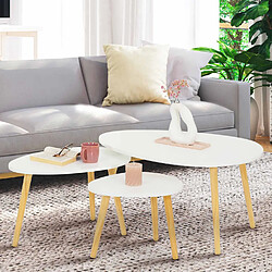 Idmarket MARKET Tables Gigognes GAIA x3 - Blanc Trois tables basses gigognes - Design scandinave - Finition laquée - Bois et MDF
