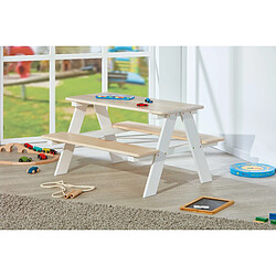 Alter Set de table avec bancs pour enfants, en pin blanc, 90x82x50 cm