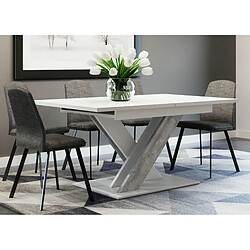 Avis Tendance TABLE A MANGER EXTENSIBLE BRUCE - BETON ET BLANC 140 - 180 CM
