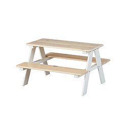 Alter Set de table avec bancs pour enfants, en pin blanc, 90x82x50 cm