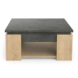Avis Mes Table basse carrée - Chêne et gris