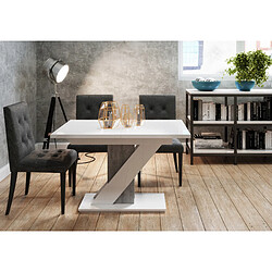 Avis Tendance TABLE A MANGER EXTENSIBLE EVAN - BLANC LAQUE ET BETON 120 - 160 CM