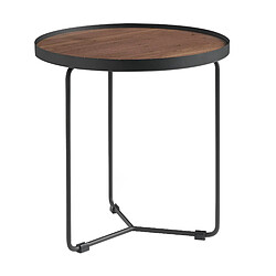 Angel Cerda Table d'angle ronde en noyer et acier noir