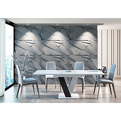 Tendance TABLE A MANGER EXTENSIBLE MASSI - BLANC ET NOIR LAQUE 120 - 160 CM