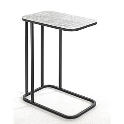 Pegane Table d'appoint en métal noir et aluminium argenté -longueur 46 x profondeur 29 x hauteur 62 cm