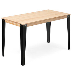 DS Meubles Table Salle à Manger Lunds 110 cm Table salle à manger - Style scandinave - Bois massif de pin - Métal noir