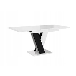 Tendance TABLE A MANGER EXTENSIBLE MASSI - BLANC ET NOIR LAQUE 120 - 160 CM