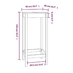 vidaXL Table de bar 50x50x110 cm bois massif de pin pas cher