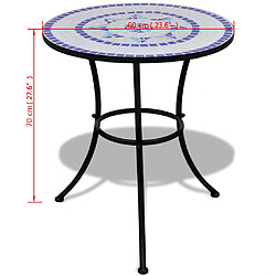 VIDAXL Table de bistro mosaïque bleu et blanc pas cher