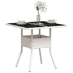 Acheter vidaXL Table de jardin - Blanc - Résine tressée