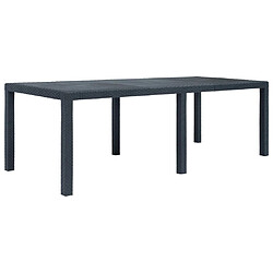 VIDAXL Table de jardin 220x90x72 cm - Plastique aspect rotin anthracite