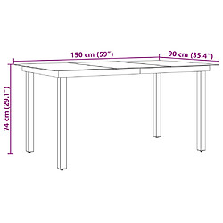 vidaXL Table de jardin aluminium et verre noir pas cher