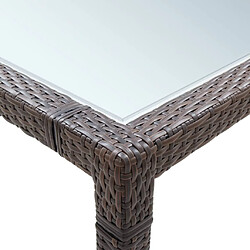 Avis vidaXL Table à manger de jardin 200x200x74 cm - Résine tressée - Marron