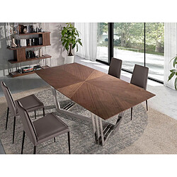 Avis Angel Cerda Table à manger baril ovale noyer et acier chromé