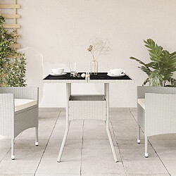 Avis vidaXL Table de jardin - Blanc - Résine tressée
