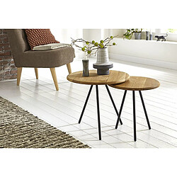 Avis Pegane Table d'appoint ronde - Chêne et noir