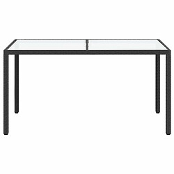 Avis vidaXL Table de jardin 150x90x75 cm - Verre trempé et résine tressée - Noir