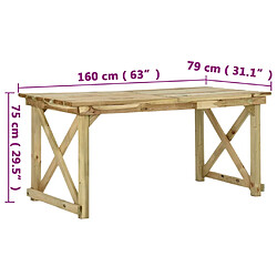 vidaXL Table de jardin - Bois de pin pas cher