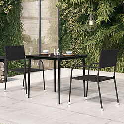 vidaXL Table à dîner de jardin 80x80 cm Acier et verre - Noir Table à dîner - Acier enduit et verre - Design minimaliste - Extérieur